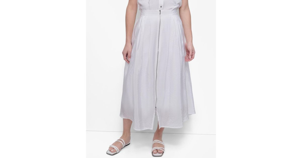 DKNY Zip-front Tech Midi Skirt in Purple | Lyst