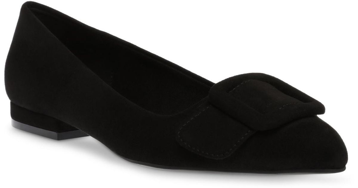 Anne Klein Kalea Pointed Toe Buckle Flats in Black Lyst