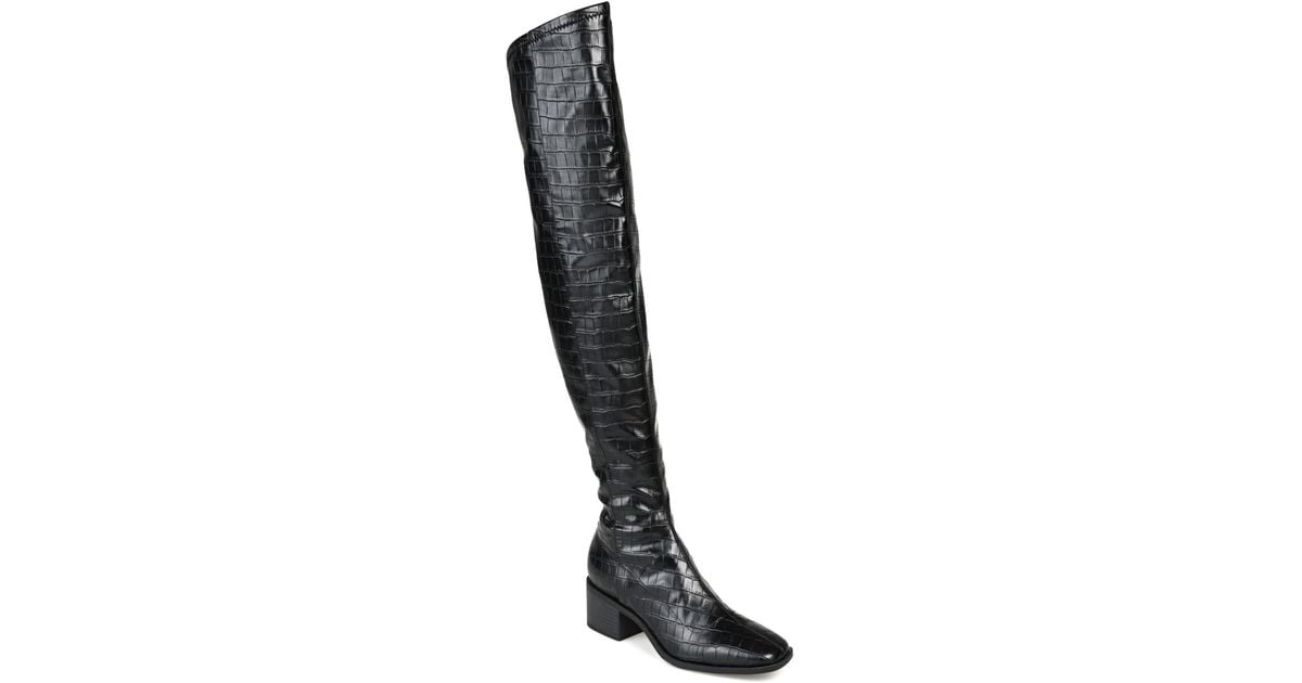 Journee Collection Leather Mariana Extra Wide Calf Overtheknee Boots