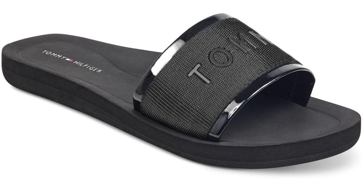 tommy hilfiger slides black