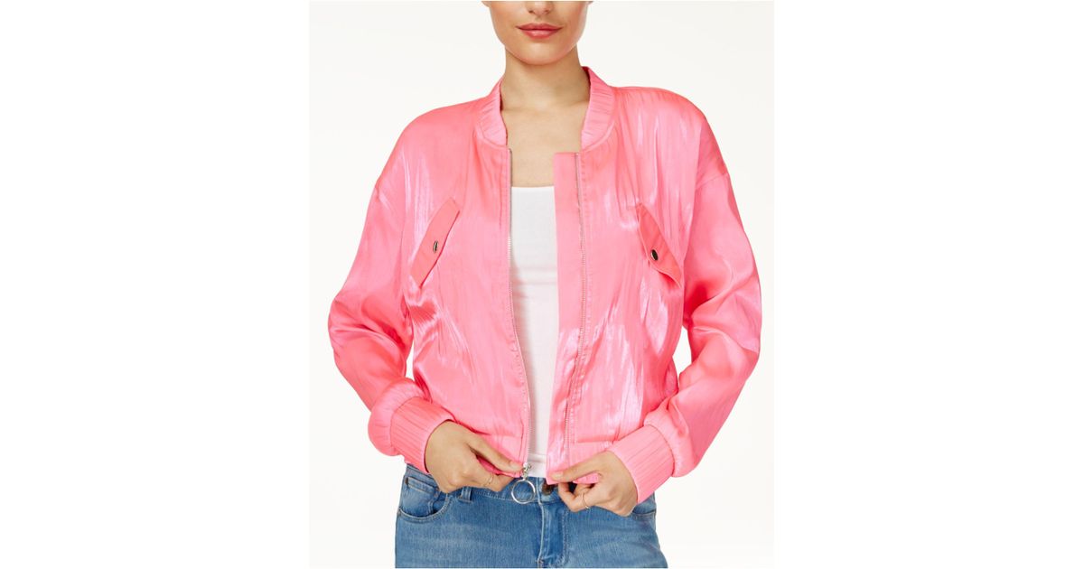 guess pink bomber jacket
