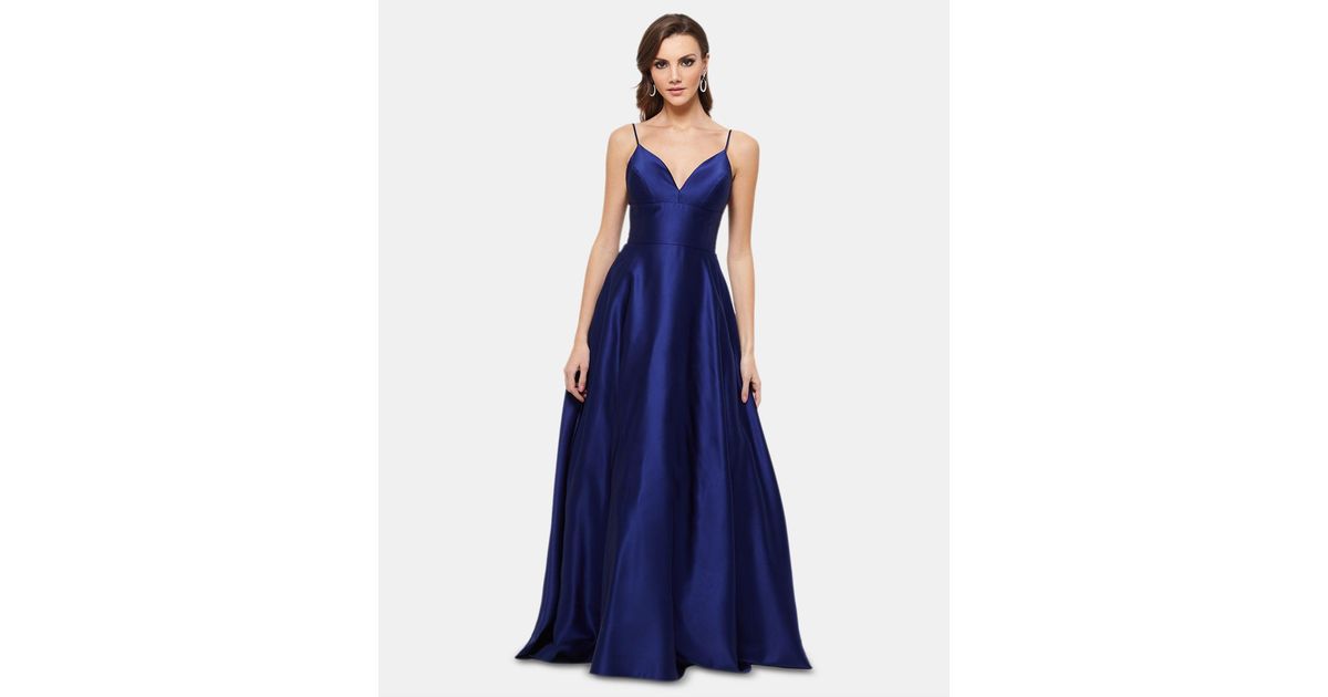 betsy & adam satin evening gown