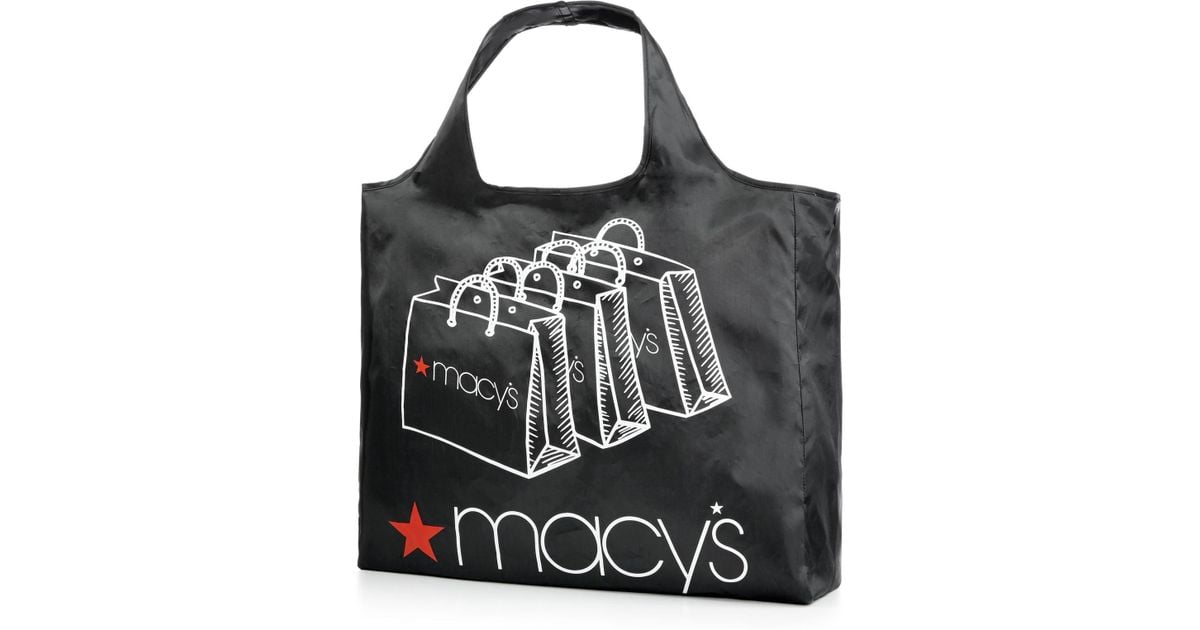MACY'S NEW YORK CITY LOGO Reusable TOTE BAG BLACK W/Gold Stars PLASTIC