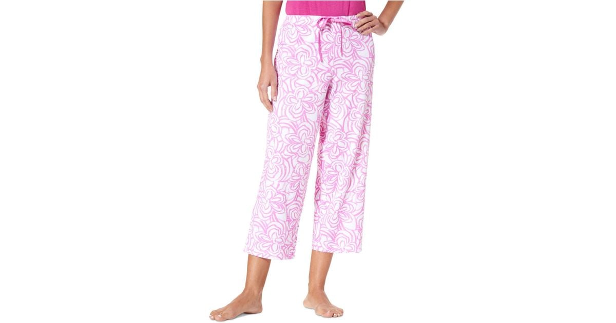 Hue Blooms Printed Capri Pajama Pants in Pink Lyst