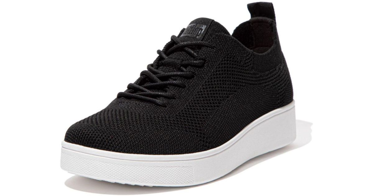 Fitflop Rubber Rally Tonal Knit Sneakers in Black - Lyst