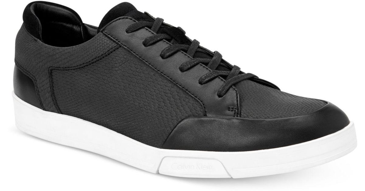 calvin klein black leather sneakers