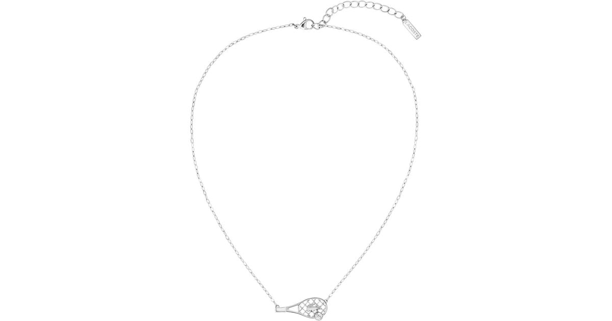 Lacoste Stainless Steel Tennis Racket Necklace in White | Lyst