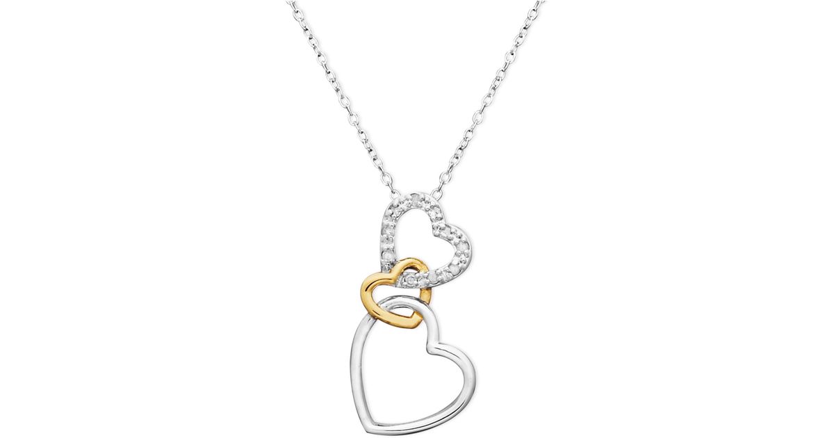 Sterling Silver Triple Heart Pendant 19mm 18K Rose Gold Plated 24K Gold Plated