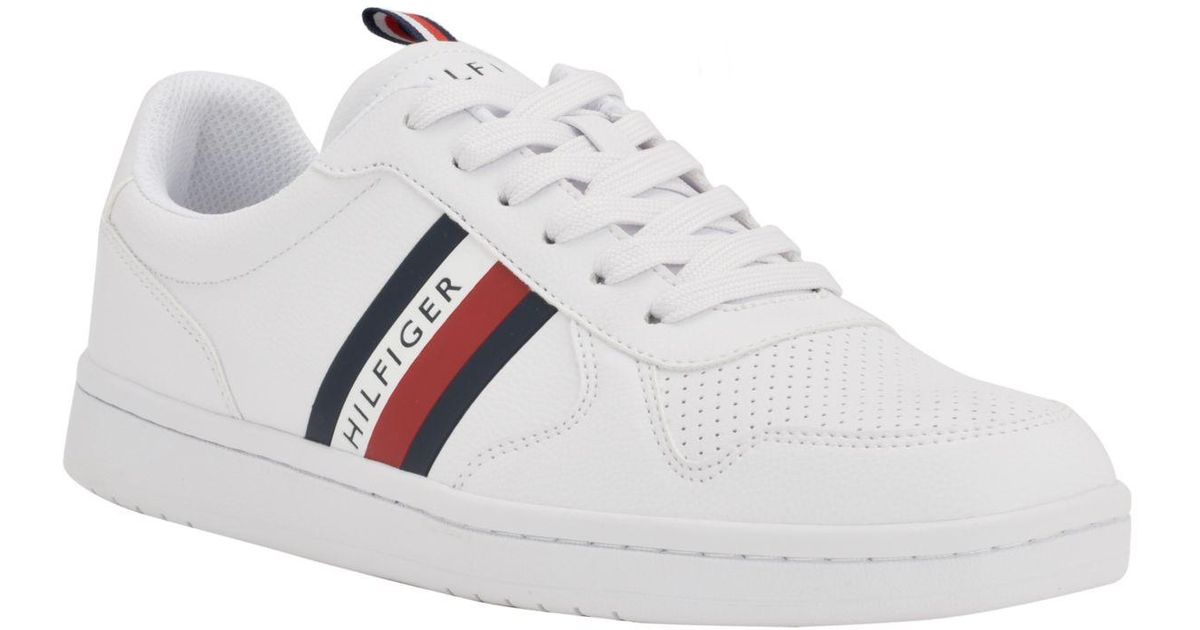 Tommy Hilfiger Up White Lace | Lyst for Men in Detail Lauro Perforated Sneakers