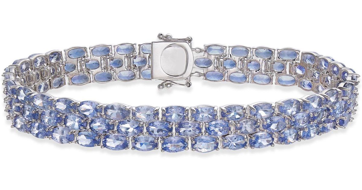 Macy's Tanzanite Threerow Bracelet (22 Ct. T.w.) In Sterling Silver in Metallic Lyst
