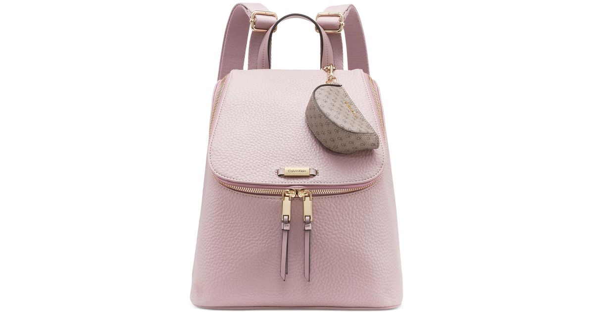 calvin klein pink leather backpack Calvin Klein Zulle Zip-around Backpack in Pink