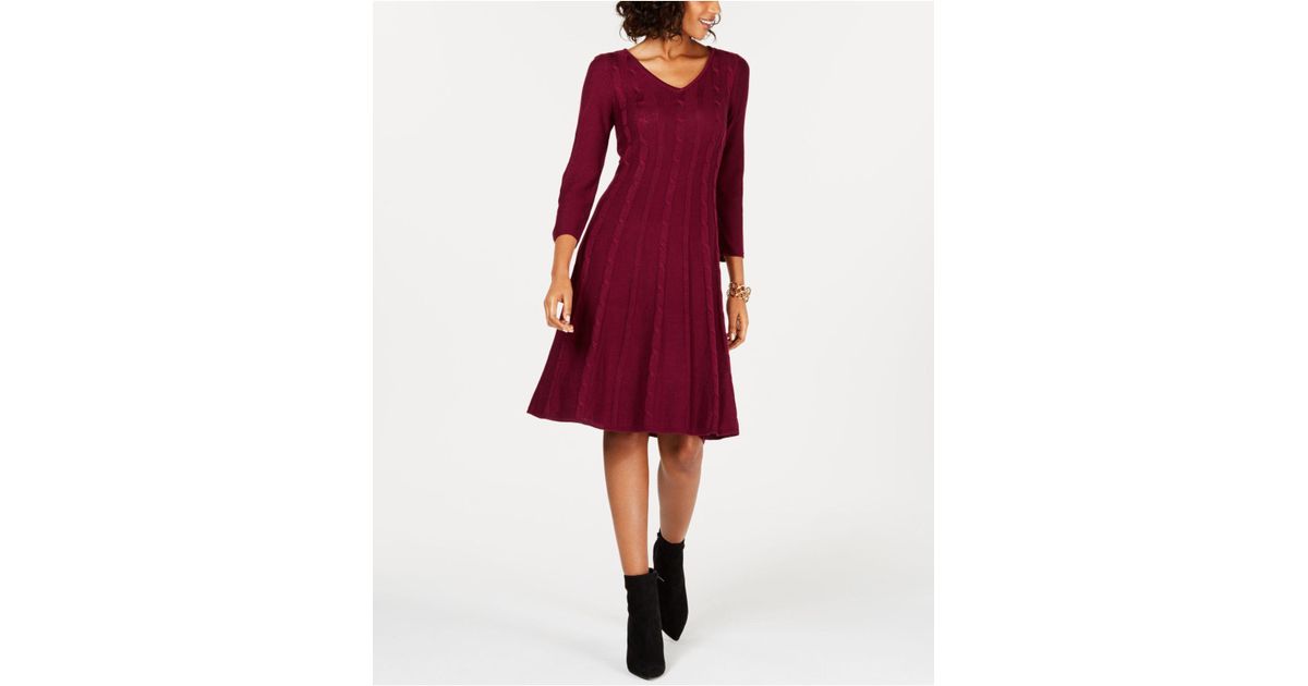 nine west cable knit sweater dress