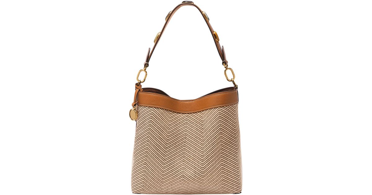 Fossil Jessie Leather Bucket Small Crossbody Bag in Brown