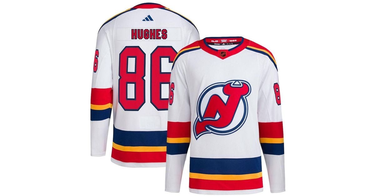adidas Jack Hughes White New Jersey Devils Reverse Retro 2.0 Authentic