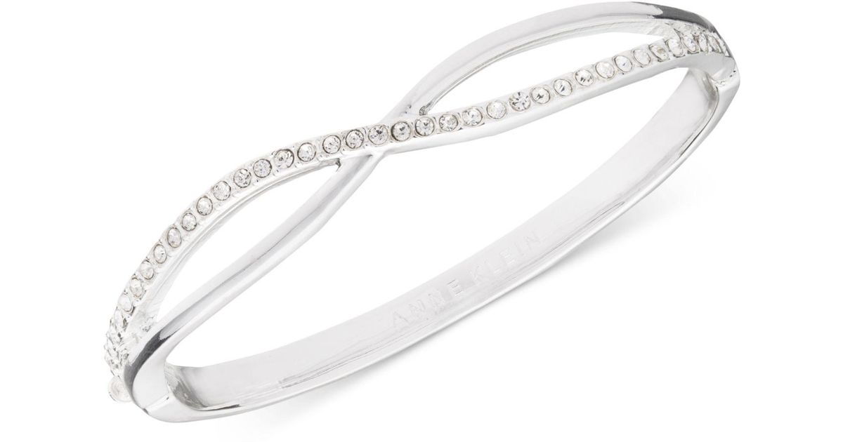 Anne Klein Gold-tone Crystal Crisscross Bangle Bracelet in Metallic - Lyst