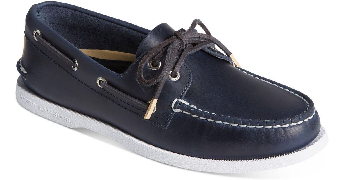 Sperry Top-Sider Leather A/o 2-eye Pull Up Boat Shoe in Navy (Blue) for ...