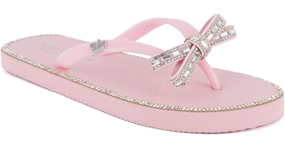 Juicy Couture Sierra Bow Flip Flops in Pink Lyst