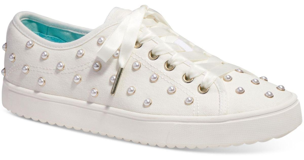 Kate Spade Leather Match Imitation Pearls Sneakers in Parchment (White ...