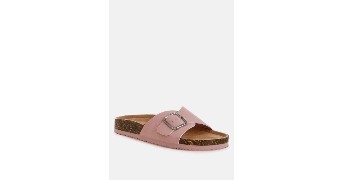 London Rag Slides LONDON RAG Aranda Buckled Slide-on Sandals in Brown | Lyst