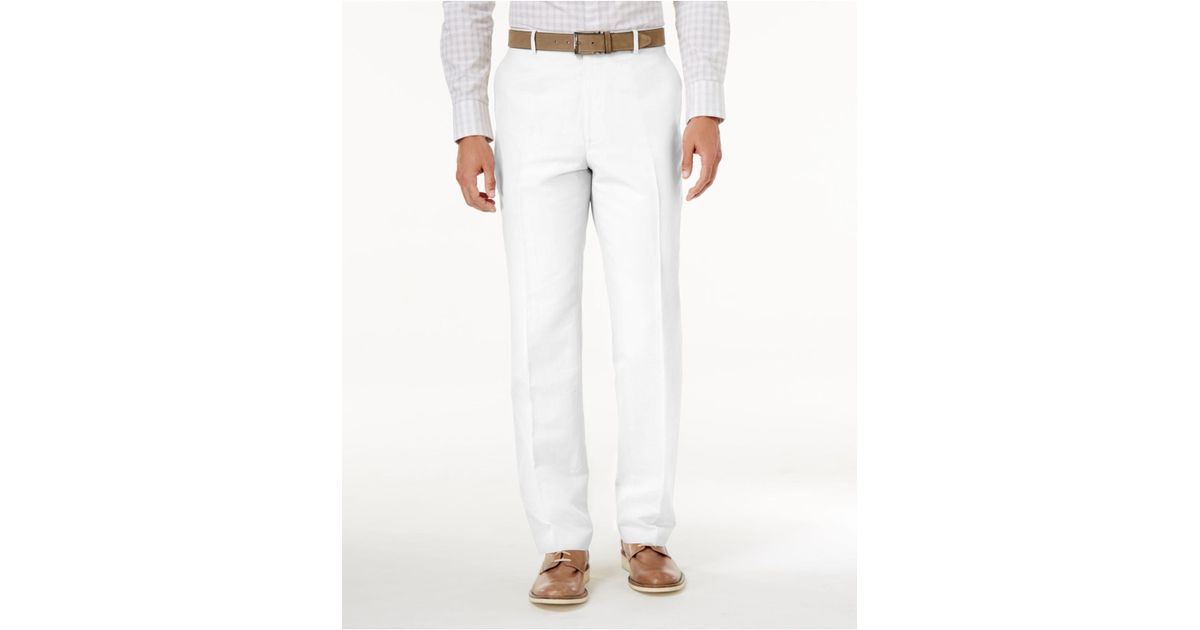 white linen dress pants