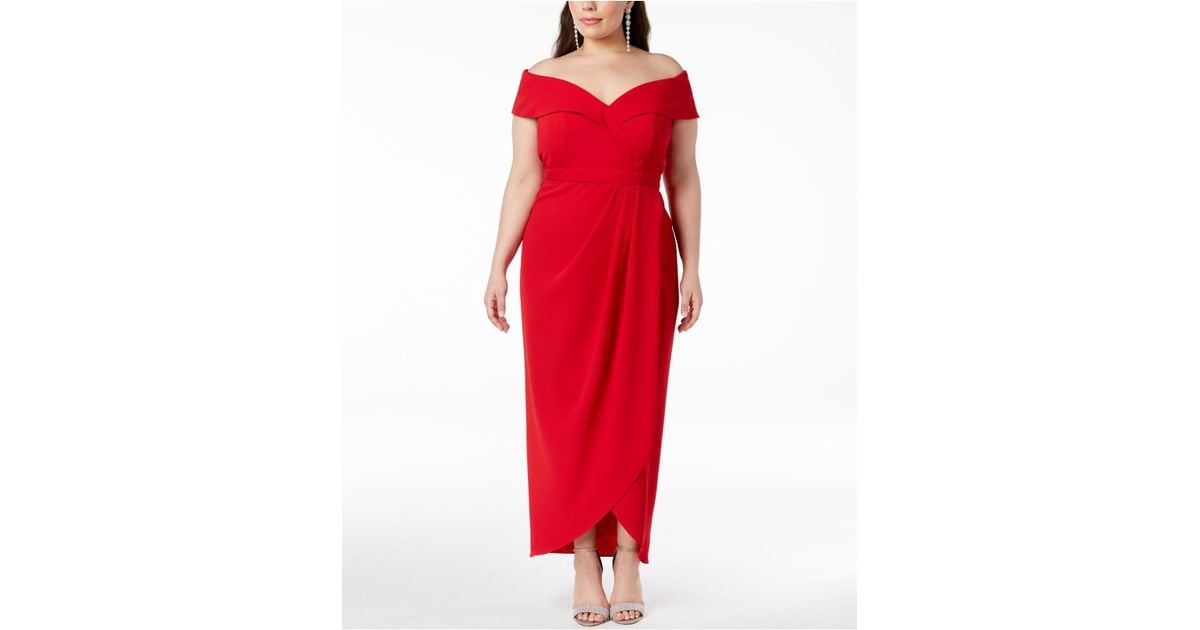 plus size off the shoulder red dress