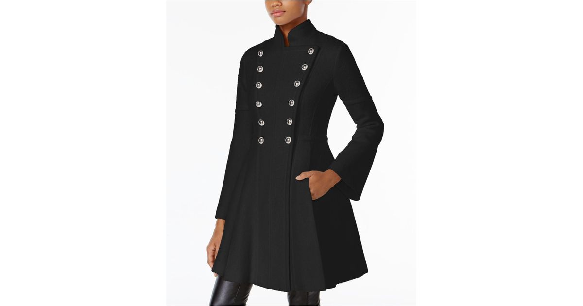 double breasted skirted coat
