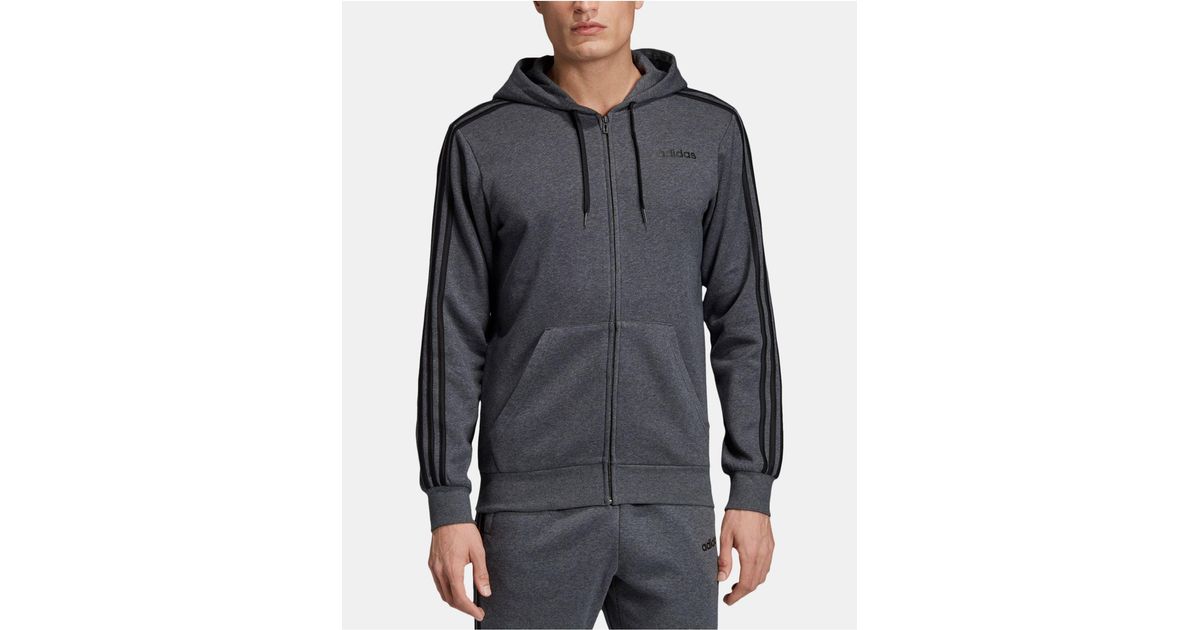adidas Men's Fleece Zip Hoodie in Dark Grey Heather/Black (Gray) for Men -  Lyst
