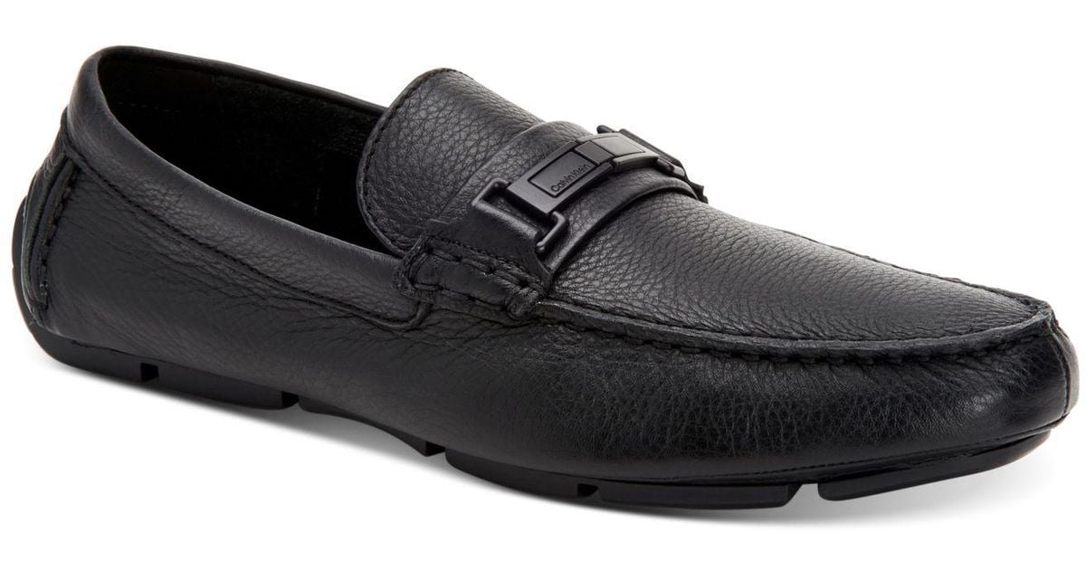 Calvin Klein Leather Karns Driving Loafers in Black for Men - Lyst