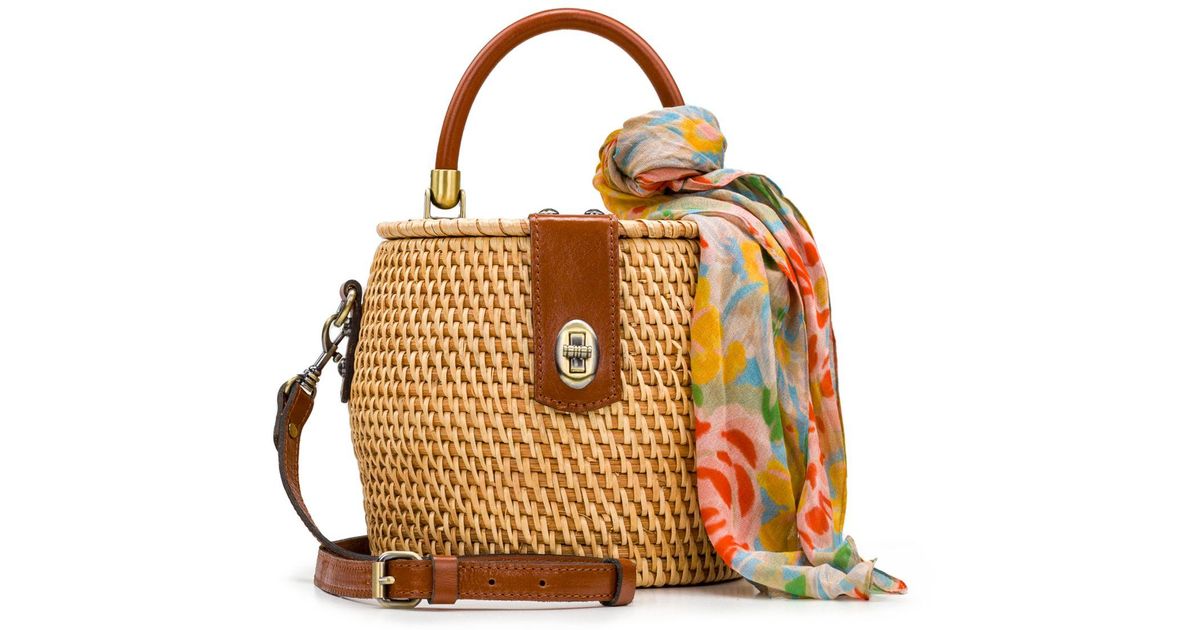 Patricia Nash Antinianna Round Wicker Bag With Citrus Rose Scarf Lyst