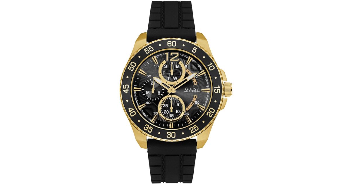 Guess Men's Jet Black Silicone Strap Watch 44mm U0798g3 in Gold (Metallic)  for Men - Lyst