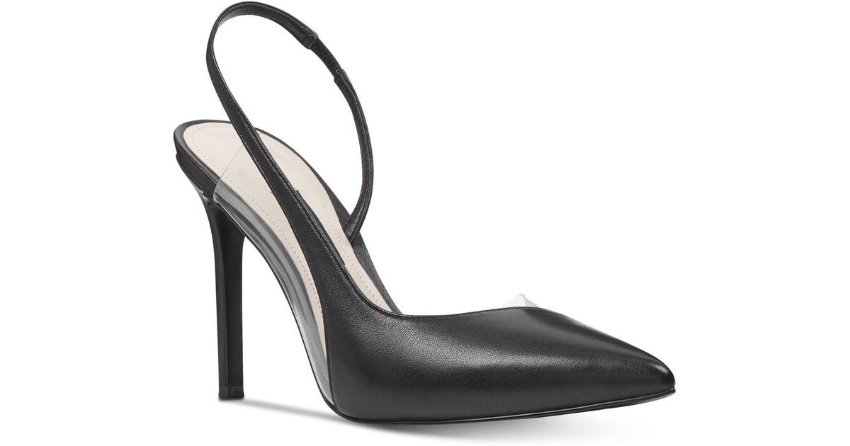 nine west toffee vinyl slingback pumps