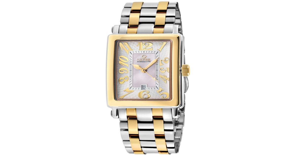 Gevril Leather Avenue Of Americas Mini Swiss Quartz Twotone Stainless