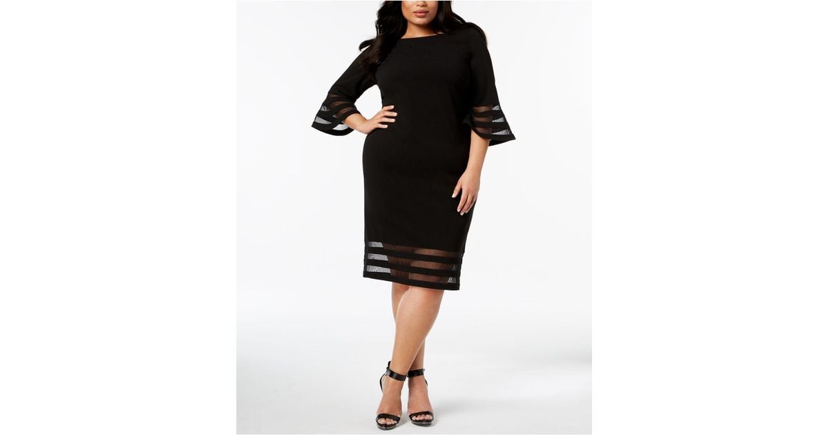 Calvin Klein Plus Size Illusion-trim Sheath Dress in Black | Lyst