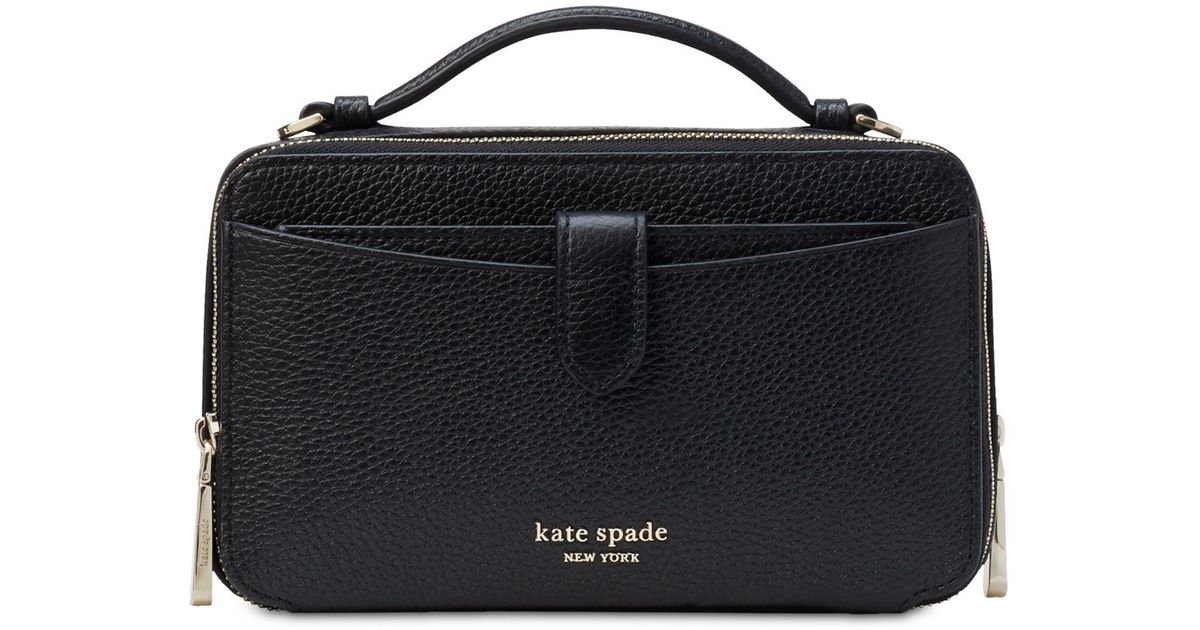 Kate Spade Hudson Pebbled Leather Double Zip Crossbody in Black Lyst
