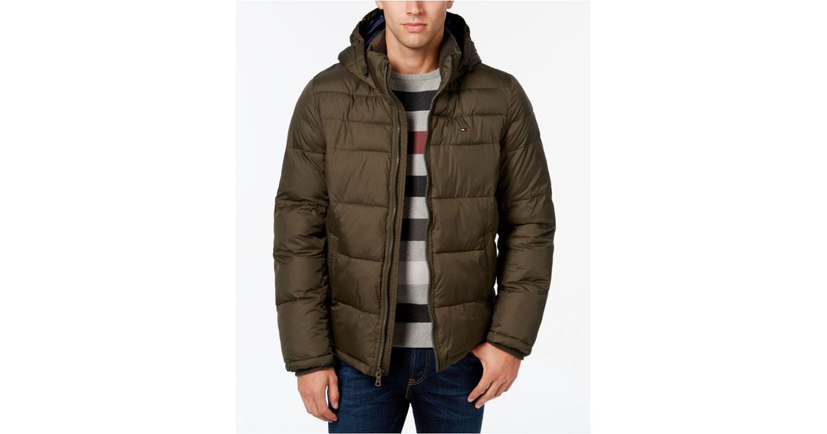 tommy hilfiger men's classic hooded puffer jacket