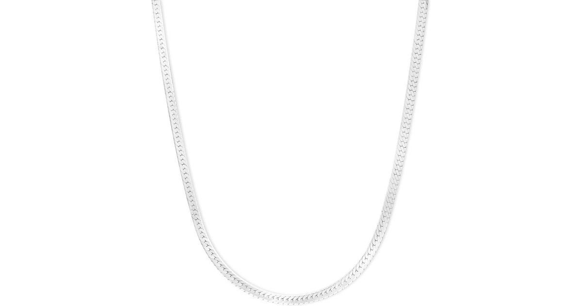 Macy's 14k White Gold Necklace, 18" Flat Herringbone Chain Lyst