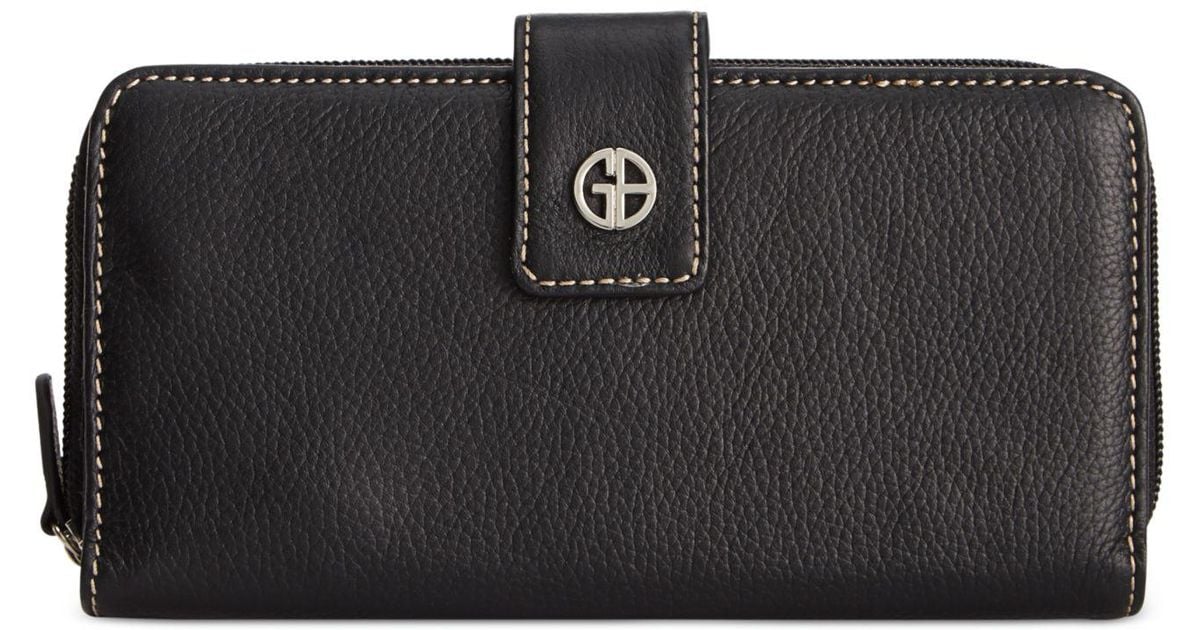 Giani Bernini Softy Leather Allinone Wallet in Black/Silver (Black