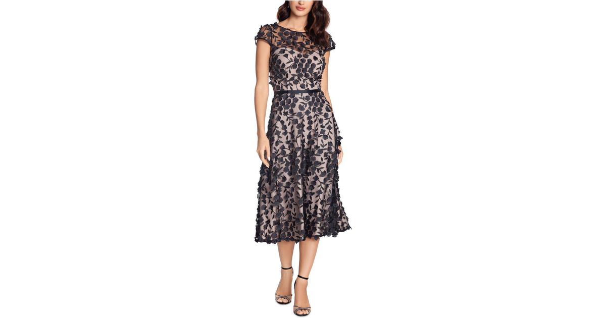 Xscape Floral-lace Midi Dress in Black | Lyst