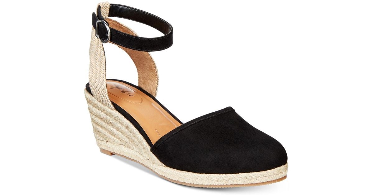 black wedge espadrille sandals