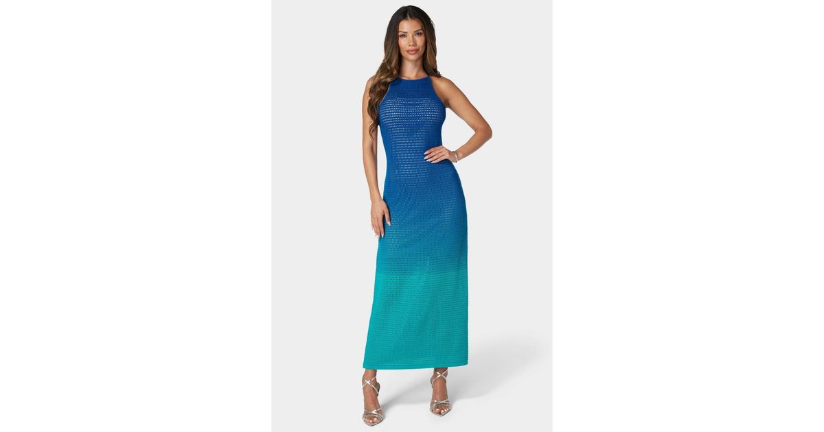 Bebe Ombre Crochet Slip Maxi Dress in Blue Lyst