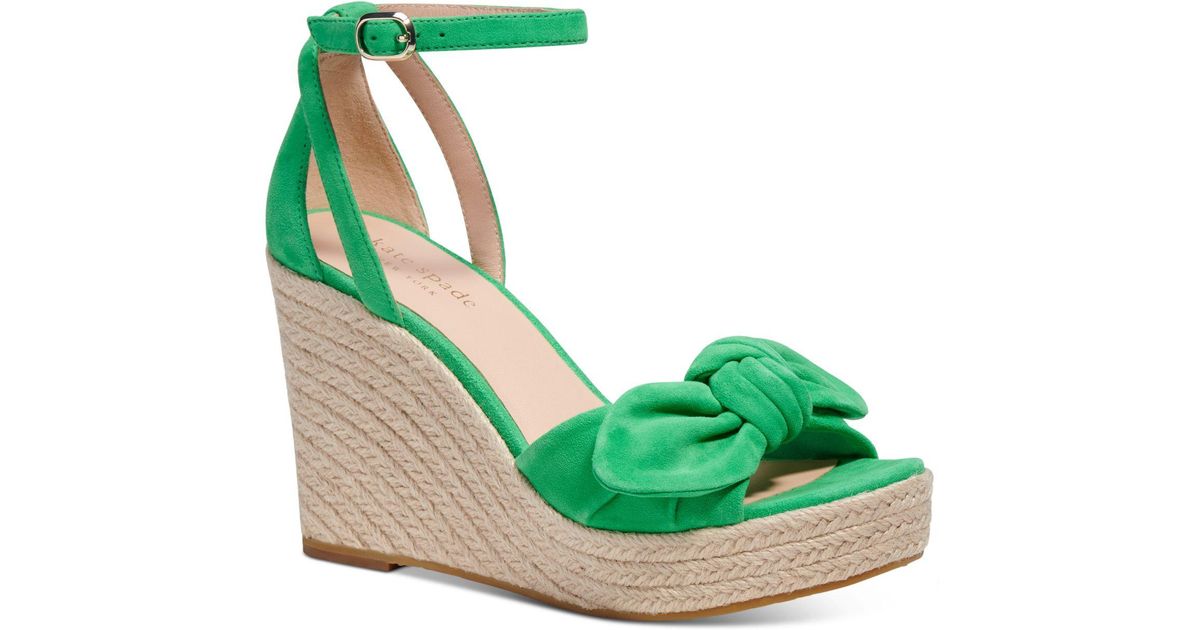 Kate Spade Leather Tianna Wedge Sandals in Green Lyst