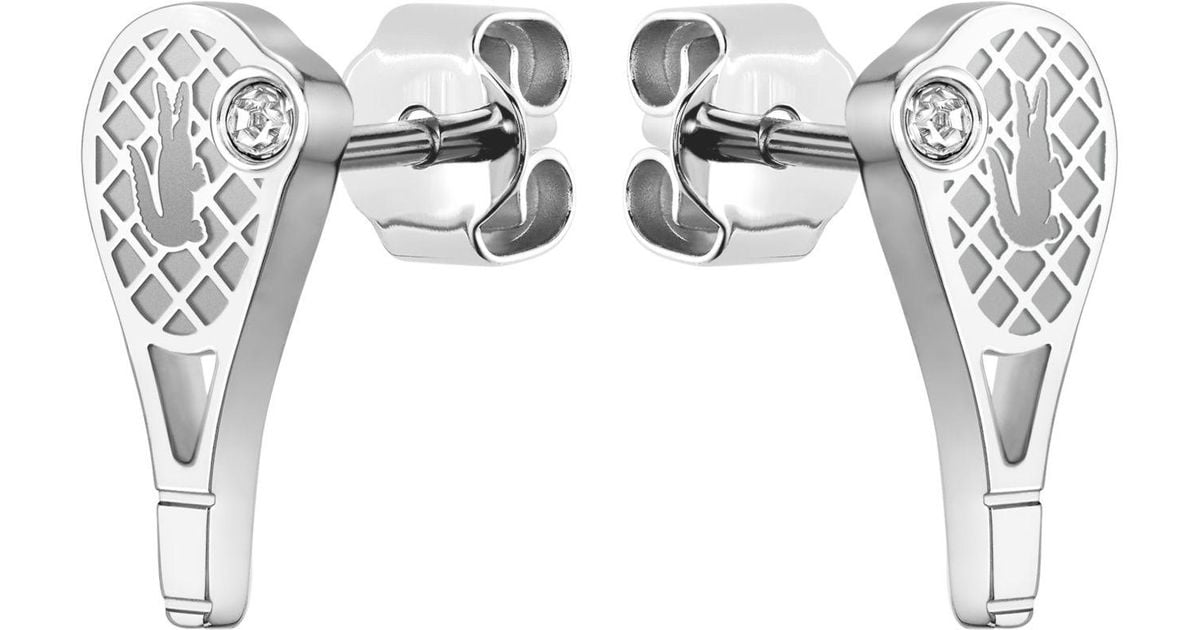 Lacoste Stainless Steel Tennis Racket Earrings in Gray Lyst
