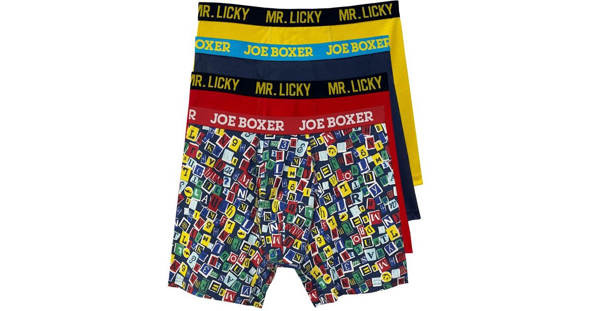 Joe Boxer Word Scramble Cotton Stretch Boxer Briefs, Pack Of 4 in Blue for Men Lyst