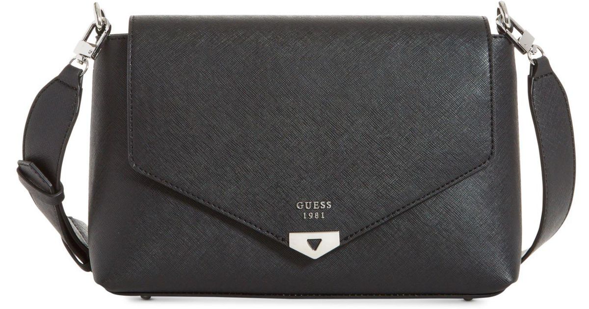 Lyst Guess Lottie Medium Shoulder Bag In Black