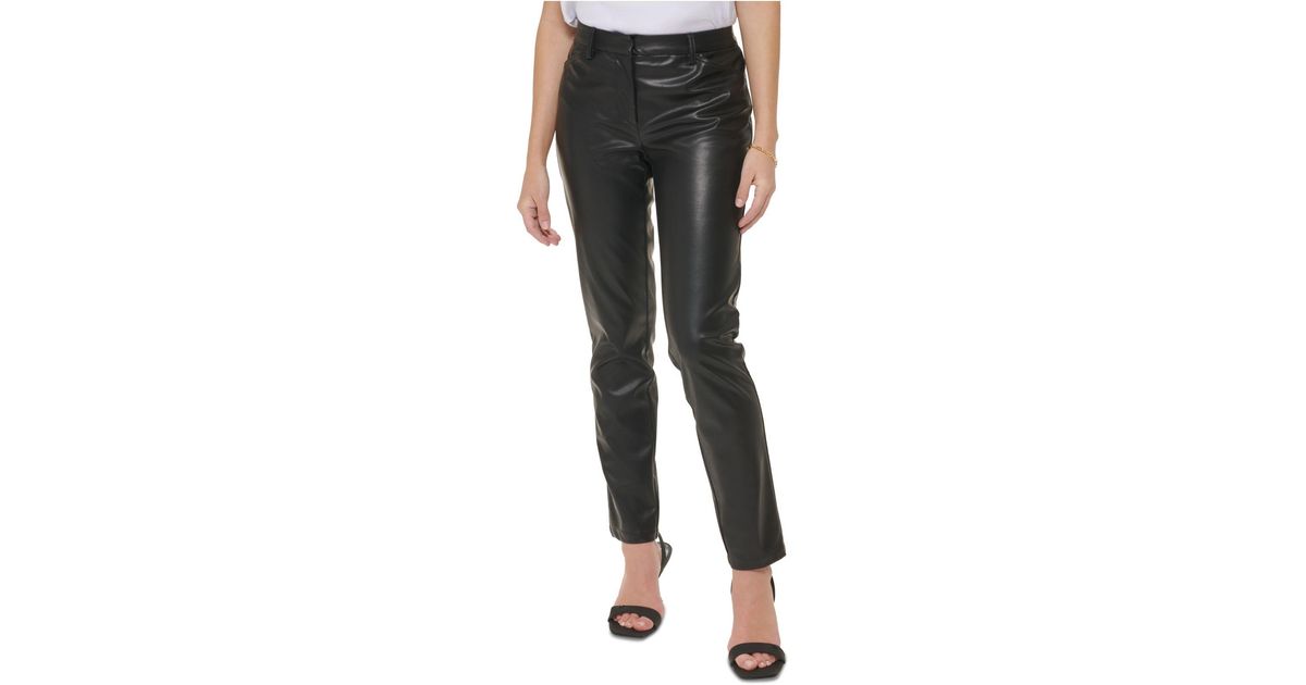 Pantalones Showpo Azelia - Cropped De Piel Sintética Negro