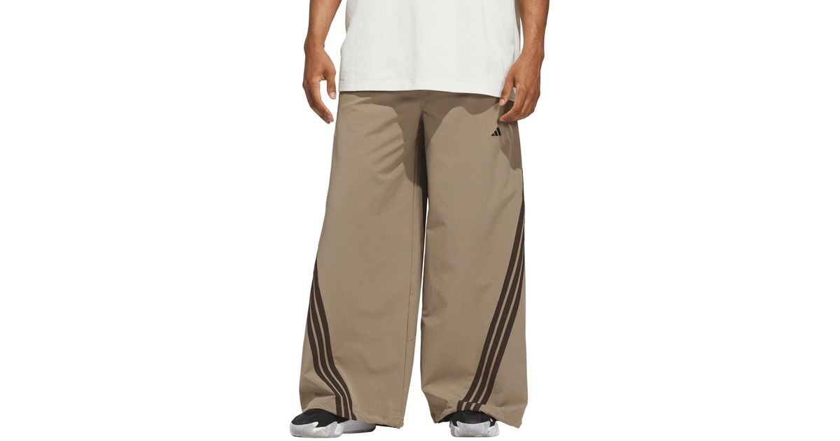 Dobby Colouring In adidas Wide-leg Loose-fit Woven-dobby Pants in Natural for Men | Lyst