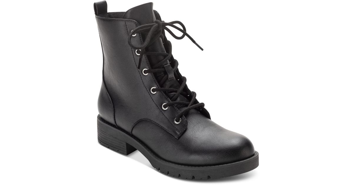 Sun & Stone Frankiee Lace-up Lug Combat Booties, Created For Macy's in ...