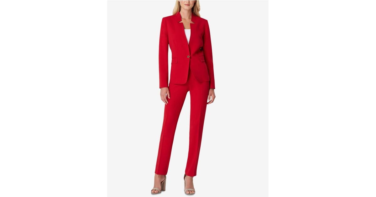 tahari red pantsuit