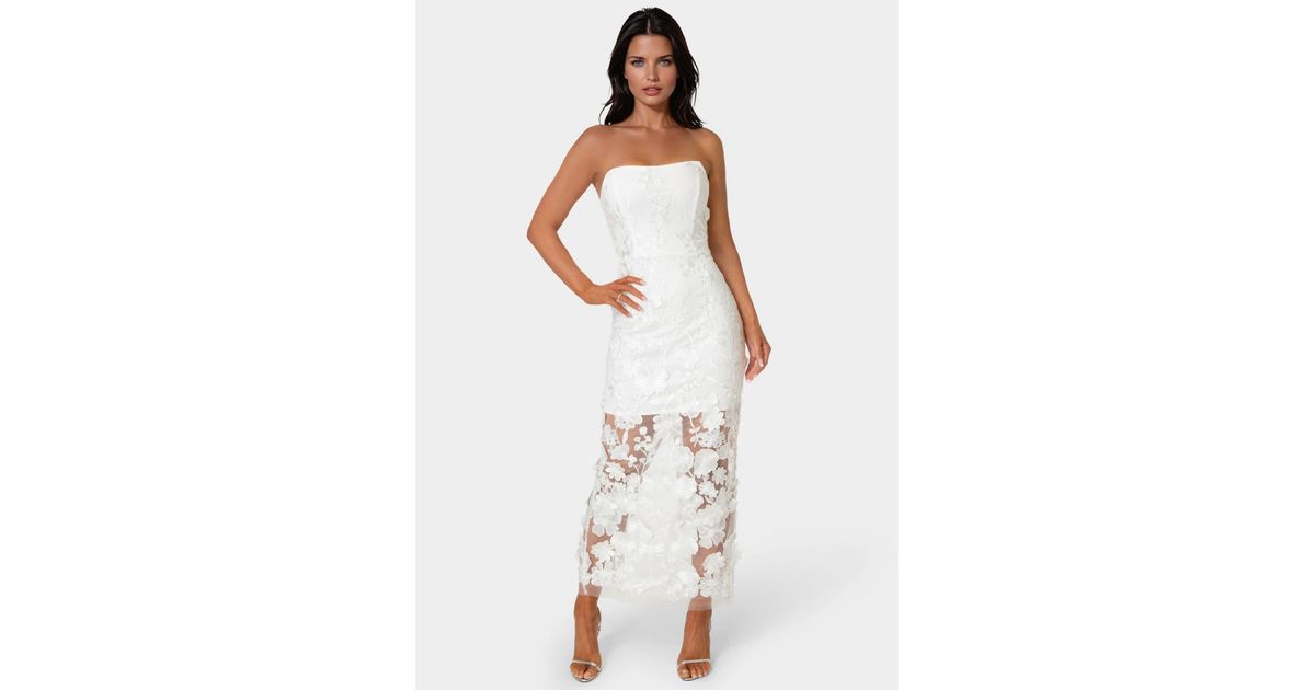 bebe strapless lace dress Bebe Women's Strapless 3D Lace Column Dress