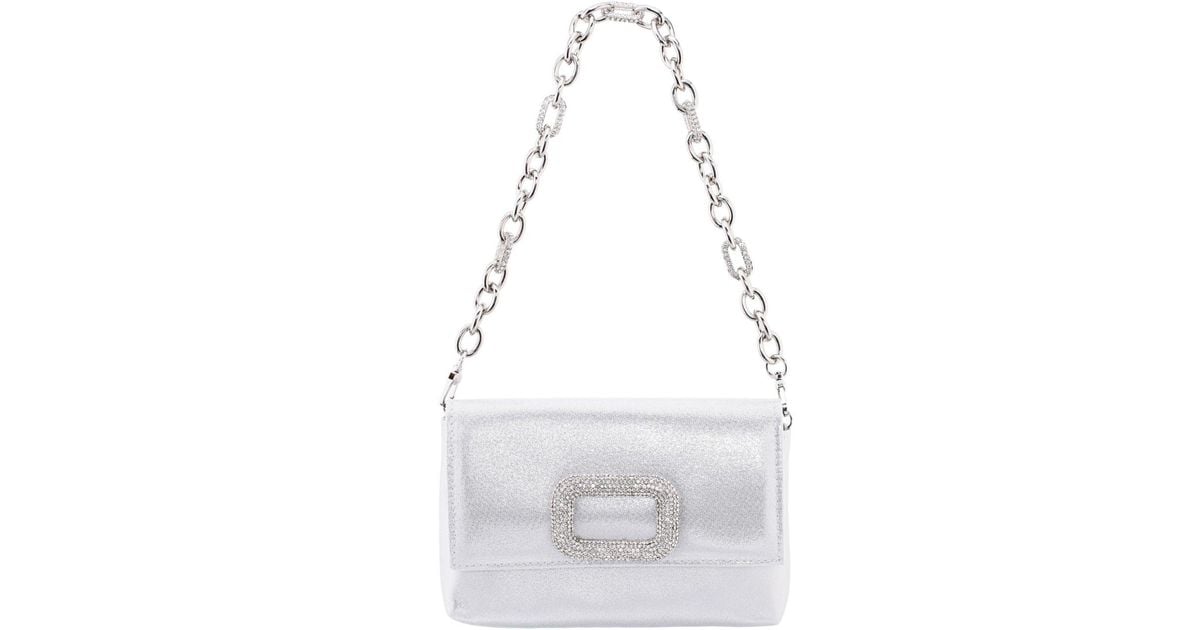Nina Shoulder Bag With Crystal Ornament And Strap in White | Lyst